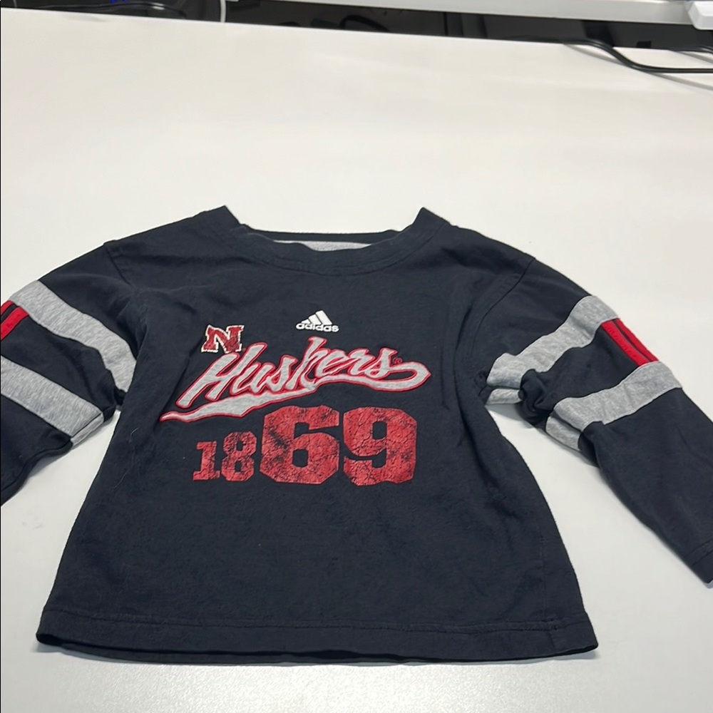 Adidas Kids Huskers Long Sleeve Shirt - Black and Red
